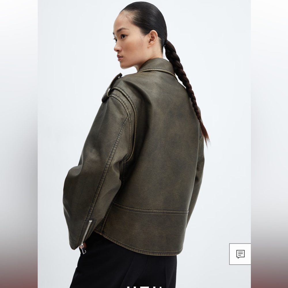 Mango OVERSIZED WORN-EFFECT BIKER JACKET - image 4